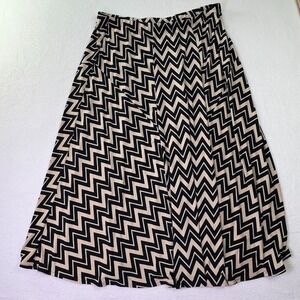 Women's Midi Shirt Black/Cream Zig Zag Pattern Elastic Waist Ruby Rd Size Medium
